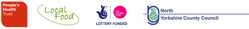 Lottery Local Food Programme logo and The Big Lottery Fund logo and North Yorkshire County Council logo