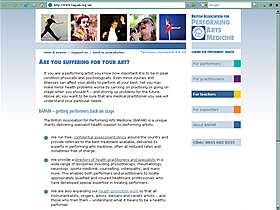 British Association of Performing Arts Medicine website