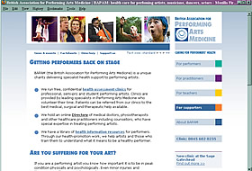 British Association of Performing Arts Medicine website
