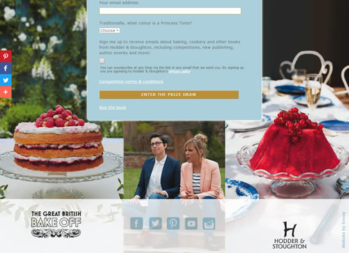Landing page for Great British Bake Off
