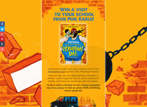 Landing page for a children's book