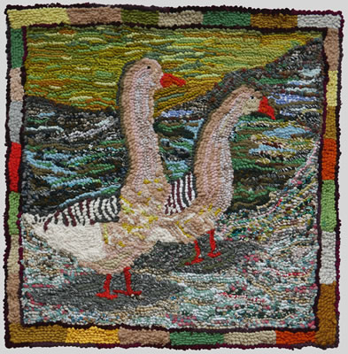 Two Geese a Louisa Creed Rag Rug