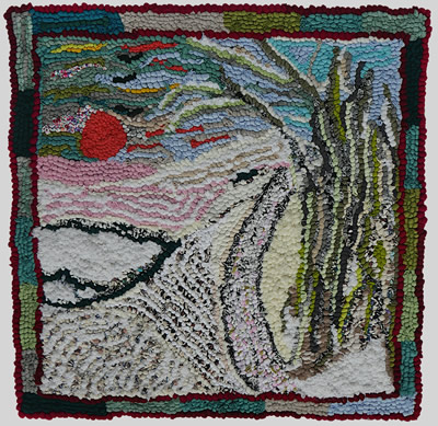 On the Edge of the Wood in Snow a Louisa Creed Rag Rug