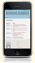 Joanne Harris website on a mobile